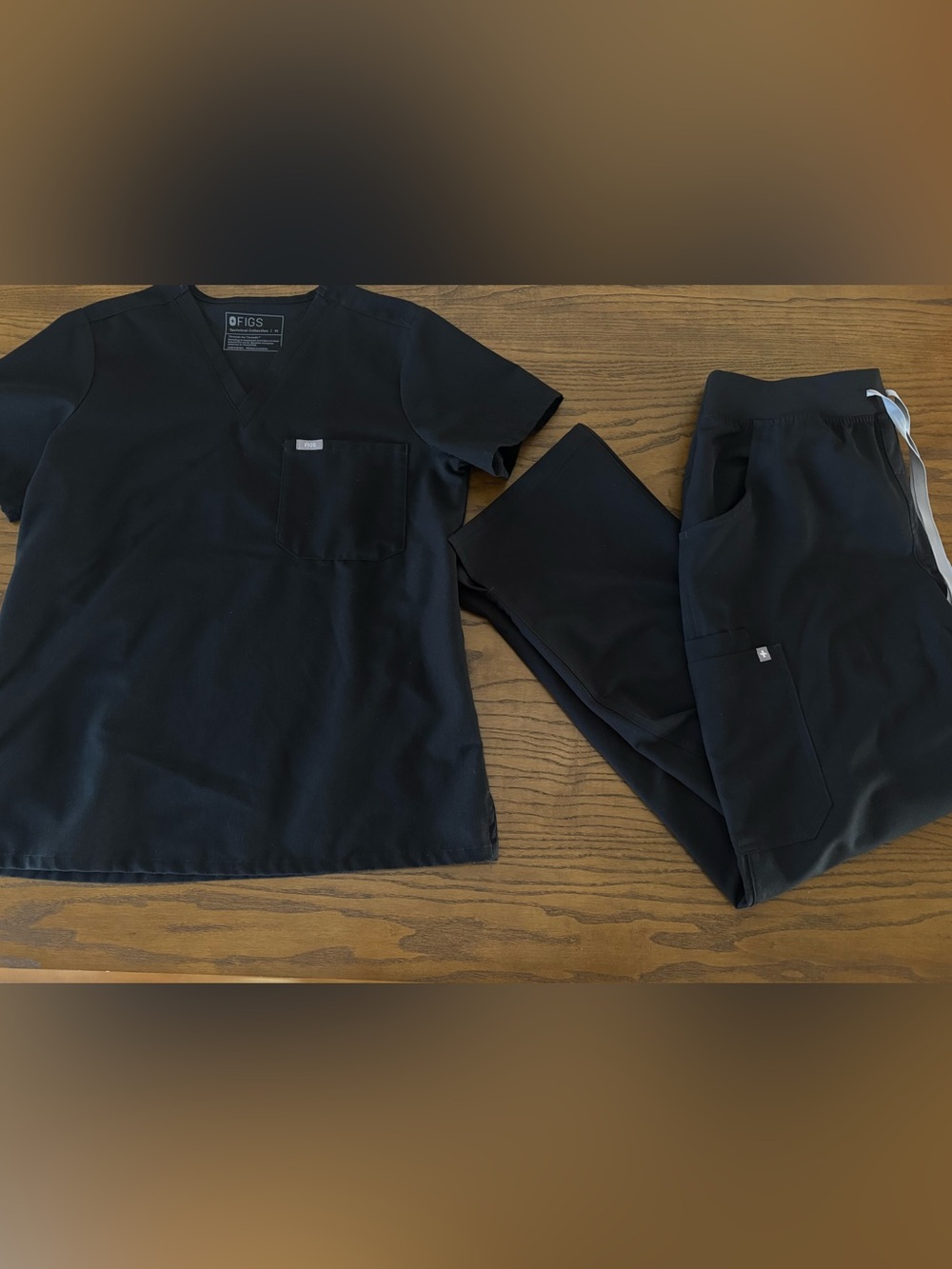 Figs Black Medical Scrub Top and Pants